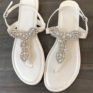White Bling Sandals - Size 10